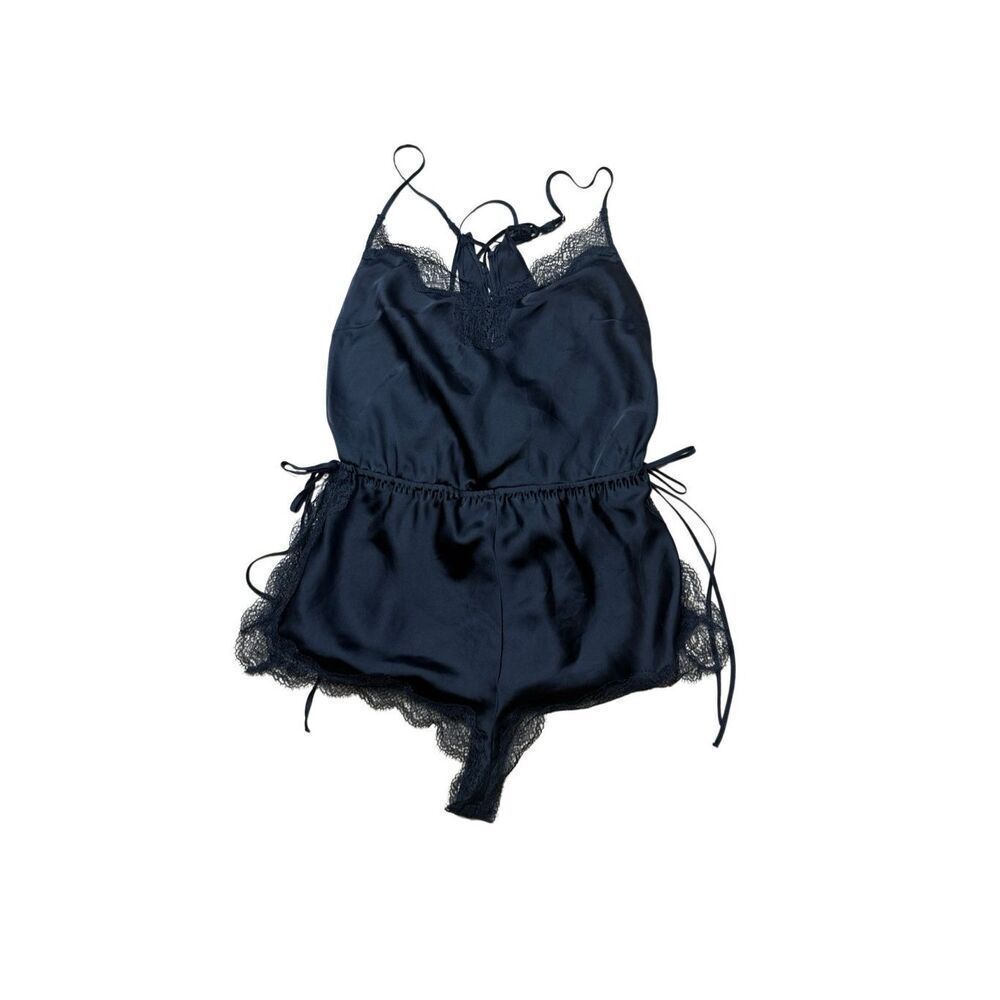 Victorias Secret Black Satin and Lace Romper Small - Picture 3 of 5